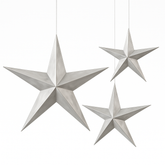 Silver 3D Hanging Star Decorations